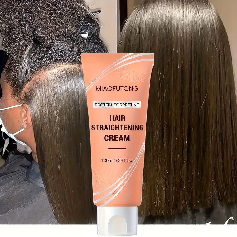 Frizz Control Hair Straightening Cream with Protein 100ml 3.38oz | Deep Hydrating Smoothing Treatment | Strengthens & Softens | Non-Greasy Lightweight Formula for All Hair Types Wo - product image