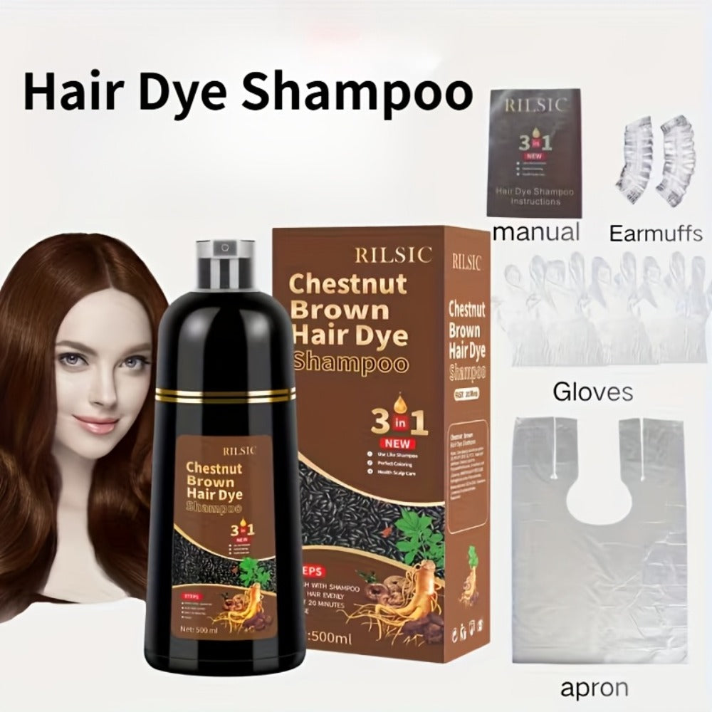 3-in-1 Hair Color & Gray Coverage Shampoo Ammonia-Free Natural Herbal Formula — Colors Covers & Cleanses in Minutes, 30-Day Lasting Color, 16.91oz / 500ml for Men & Women All Hair  - product image 5