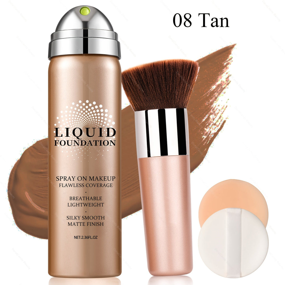 Full Coverage Liquid Foundation Airspray Kit Buildable Formula 6 Shades - Natural Beige Nude Porcelain Tan Medium Long-Lasting Natural Satin Finish, Daily Party Makeup with Puff Ap - product image 18
