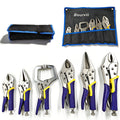 Locking Pliers Set 6pcs Heavy Duty, Includes Needle Nose Pliers 6.5" & 9.5", Curved Jaw Locking Pliers 5" 7" 10", C-Clamp L-Type Pliers with Roll Bag & Ergonomic Metal Handles for  - product image 10