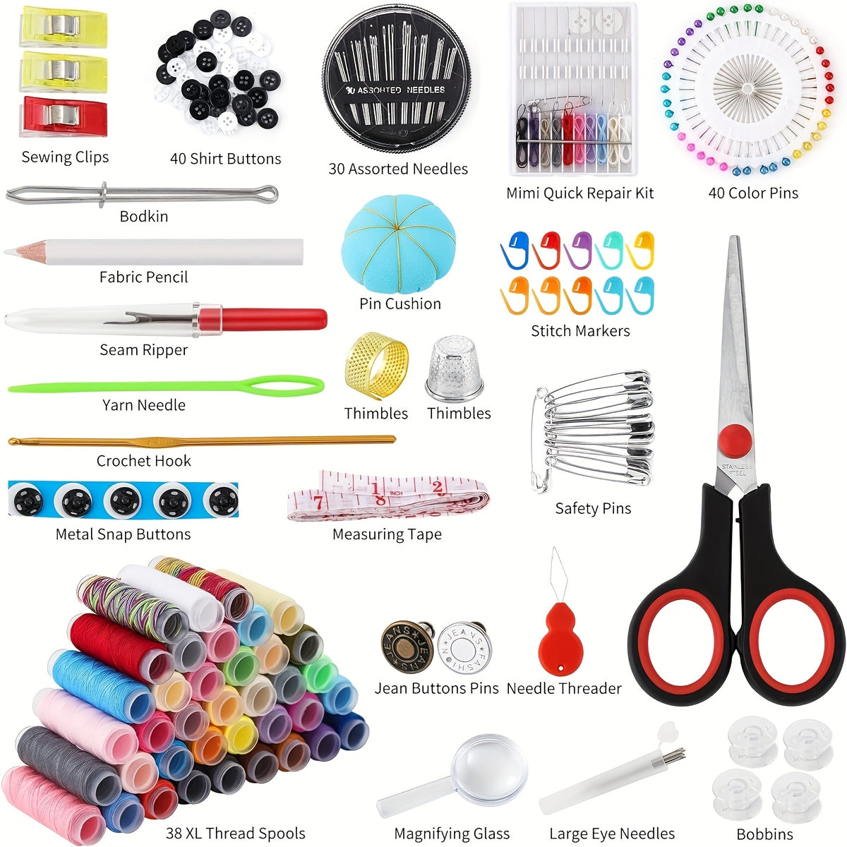 269pcs Sewing Kit Gift Set For Grandma, Mom, Friends, Adult Beginners, Travelers - Portable Sewing Supplies & Accessories With Case - Includes Thread, Needles - product image 2