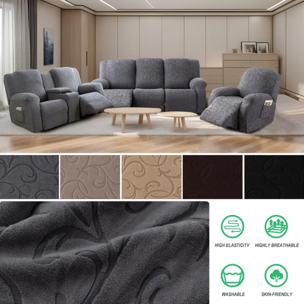 Chenille Recliner Sofa Cover 3 Seater High Stretch Thickened Hooked Fabric - Machine Washable Wear Resistant Couch Slipcover | Sand Color Light Grey Chocolate | Living Room Bedroom - product image 9