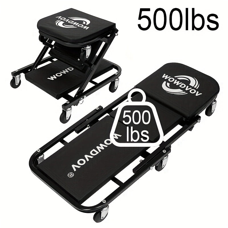 Auto Repair Bench with Roller Moving Tool Tray(Sold Separately), Wheel X Mechanical Climber 3-In-1/2-In-1 Z-Shaped Seat with 500 Pound Capacity, Foldable and - product image 4
