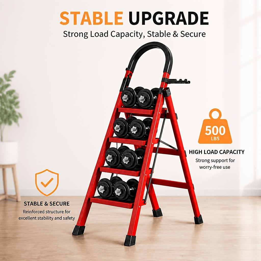 1pc Heavy-Duty 2/3/4/5-Step Portable Folding Ladder, 500 Lbs Load Capacity, Durable Plastic Material with Non-Slip Steps, Lightweight and Portable, Suitable - product image 2