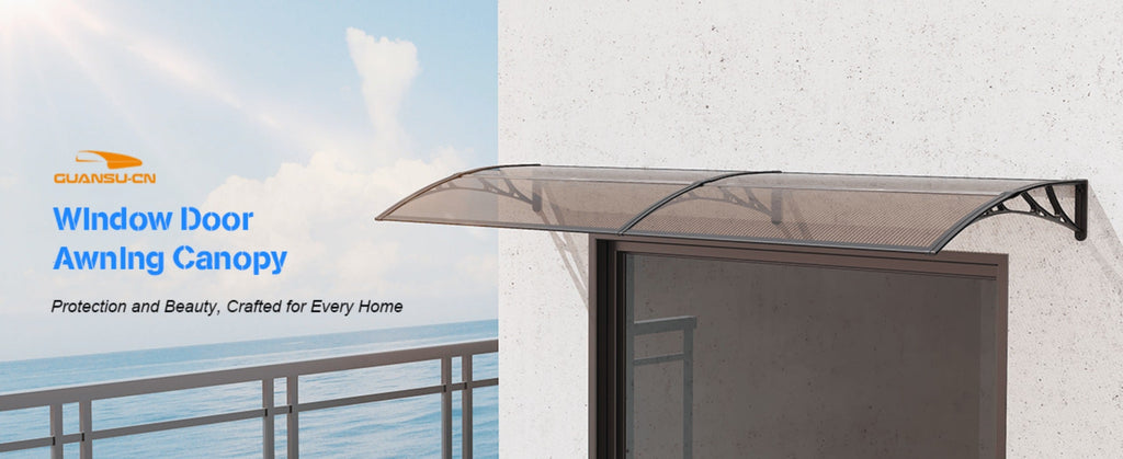 Polycarbonate Window Awning Door Canopy - UV Rain Snow Sun Protection Overhang for Doorways, Patio & Windows, Multiple Sizes, Black/Gray Bracket with Blue/Clear/Brown Board - product image 23