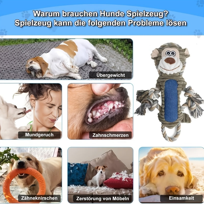 Squeaky Plush Dog Toys | Interactive Stuffed Animal Chew Toys with Built-in Squeaker & Pull Rope, Soft Durable Dog Toys for Small Medium Large Dogs, Cute Puppy - product image 2