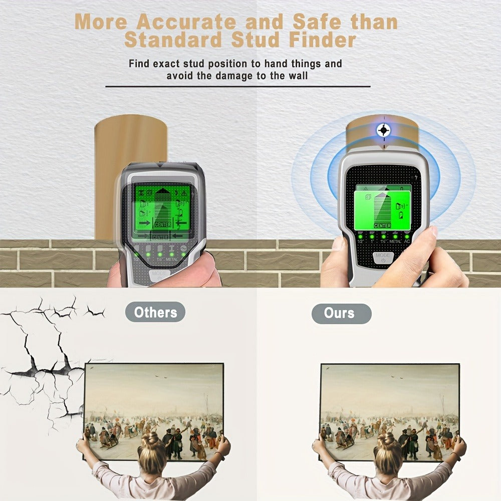 Stud Finder Wall Scanner 5-in-1 Electronic C75 | LCD Display Audio Alarm Detects Wood Studs AC Live Wire Metal Pipes Joists | Accurate Wall Detector for Drywall Home Renovation DIY - product image 5