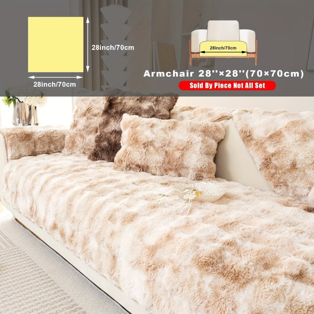 Plush Sofa Cover Faux Lamb Thick Fluffy Couch Slipcover Pet Friendly Machine Washable Gradient Color Polyester Furniture Protector for Armchair Single Double Triple Sofa Living Roo - product image 33