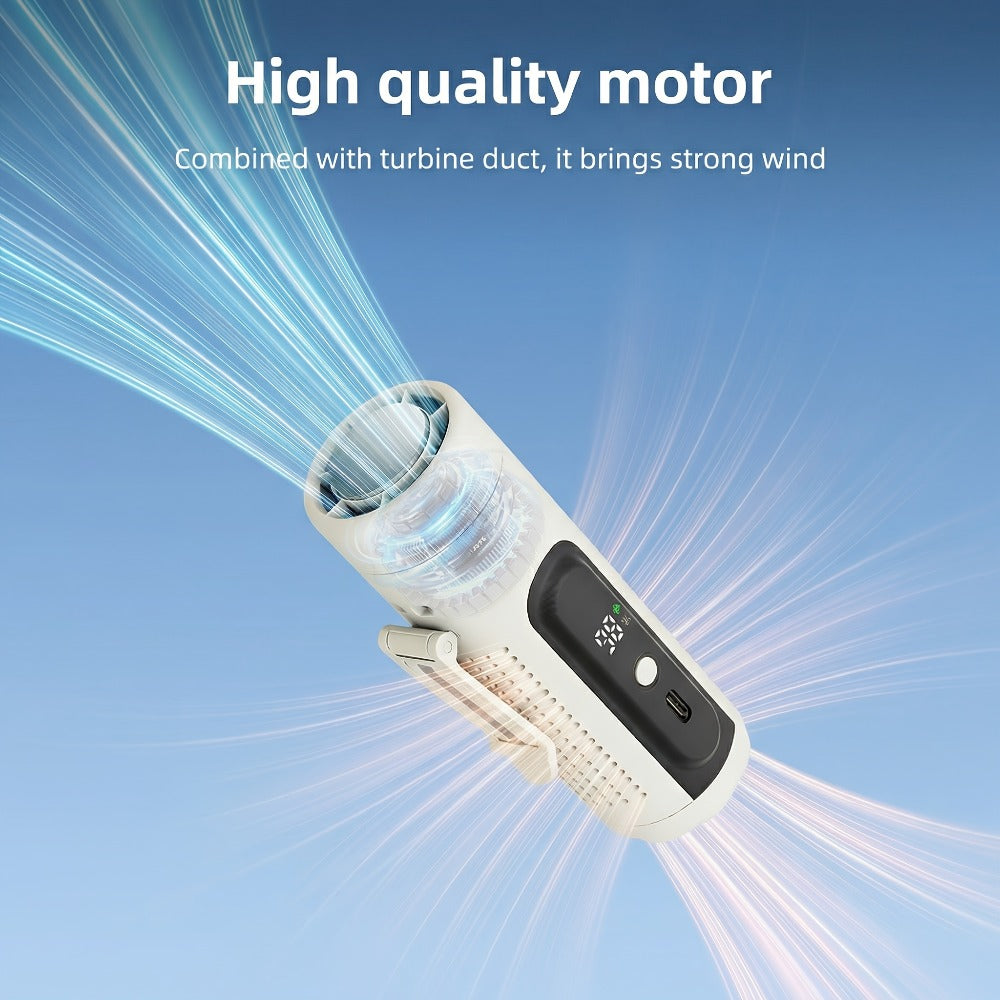 Turbo Handheld Fan 20000RPM Metal Cooling Plate 5-Speed Type-C Rechargeable Portable Mini Fan with LED Battery Display Waist Clip Flashlight for Travel Outdoor - product image 11