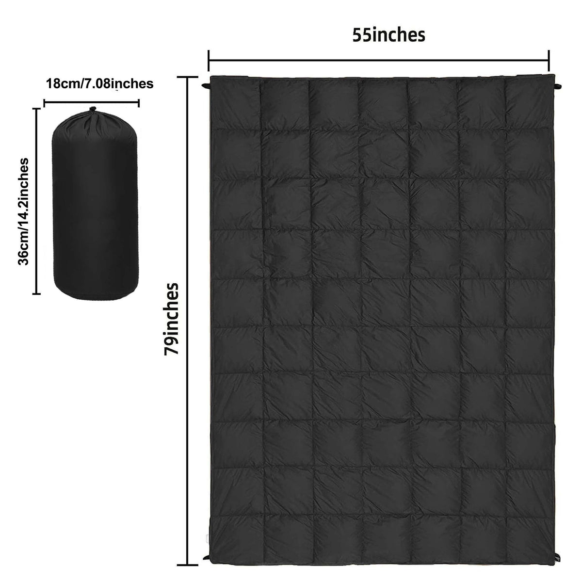 Puffy Camping Blanket Foldable Lightweight Water Resistant with 3D Eye Mask – DWR Coated Outdoor Blanket for Camping, Hiking, Travel, Beach, Stadium & Car, Warm Packable Throw in 4 Colors, 55" x 78"