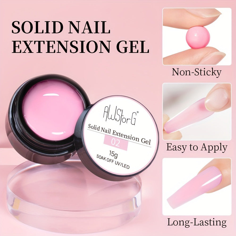 Builder Gel Nail Extension Starter Kit 5pcs Clear Nude Solid — Hard Gel Sculpting Set with Flower Molds & Sculpting Brush for 3D Floral Nail Art, Rhinestone Acrylic Extensions for  - product image 6