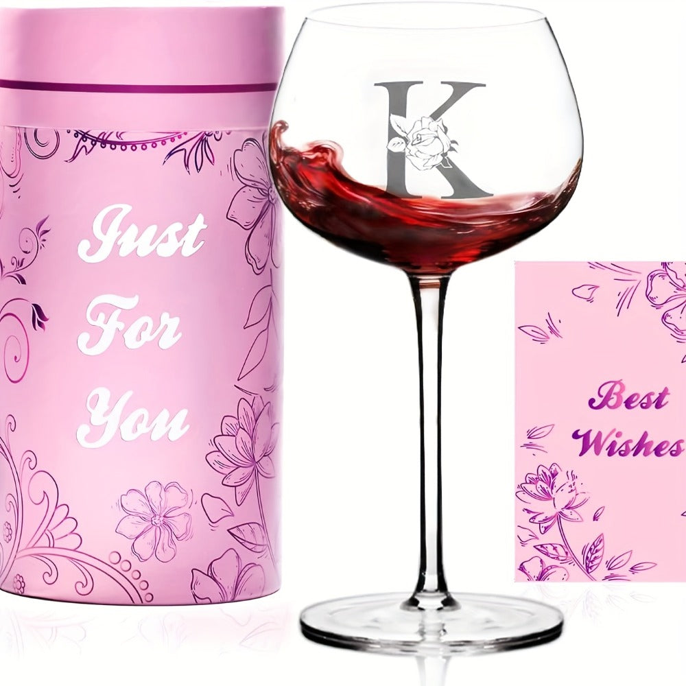 Personalized Wine Glass Gift for Women – A-Z Initial Letter Monogrammed Wine Glass with Gift Box & Greeting Card – Unique Birthday, Christmas & Mother's Day Gift for Mom, Best Frie - product image 15