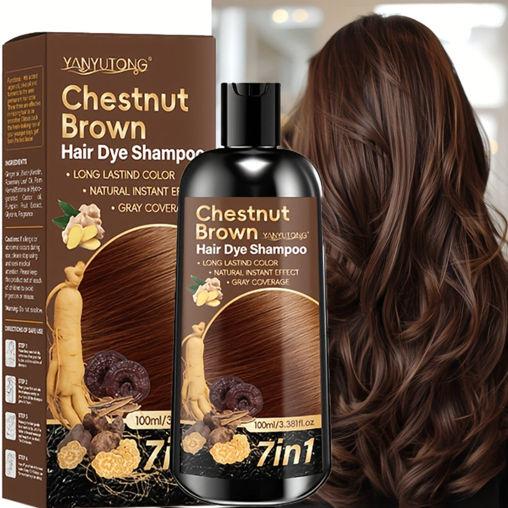 7-in-1 Gray Hair Coverage Color Shampoo with Ginger Oil Biotin & Rosemary — Gentle Scalp-Safe Formula, No Ammonia, Long-Lasting Color, 3 Shades Brown Chestnut Brown Black, Men & Wo - product image 6