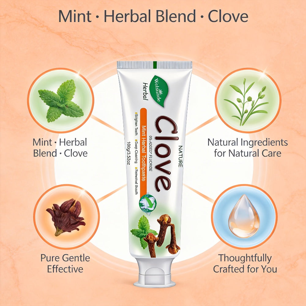 Herbal Toothpaste with Clove & Mint – Fluoride Free Deep Cleaning Whitening Toothpaste for Sensitive Gums, Natural Breath Freshener with Herbal Extracts, Daily & Travel Oral Care f - product image 5
