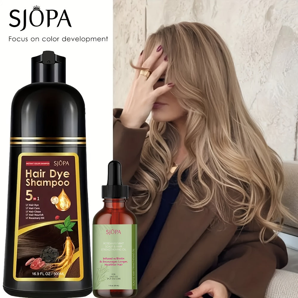 Hair Color Shampoo 5-in-1 Instant Gray Coverage Color Dyeing Conditioner 16.9oz – SJOPA No Ammonia Safe Natural Formula 12 Shades Unisex Men Women - product image 13