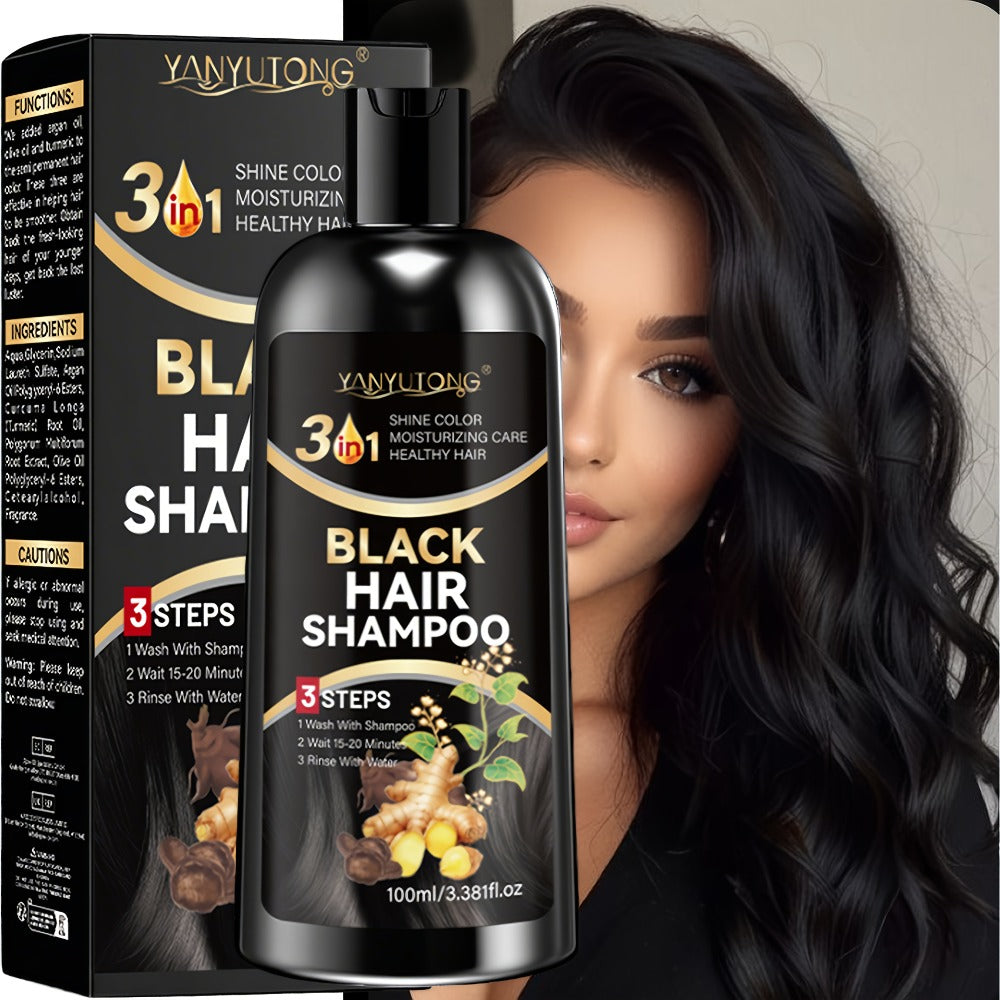 Polygonum Multiflorum Black Hair Dye Shampoo with Ginger Extract 100ml — Instant Gray Coverage, Gentle Plant-Based Ammonia-Free Formula, Long-Lasting Color, He Shou Wu, Unisex Men  - product image 12