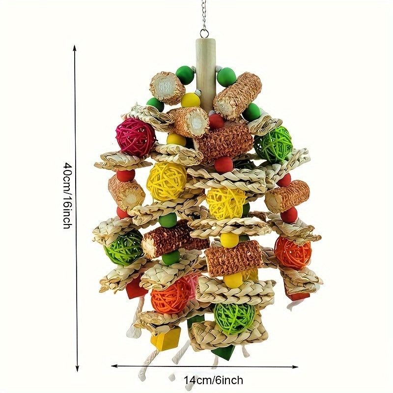 Parrot Chew Toy 16 Inch Natural Corn Cob Rattan Woven Bird Cage Accessory Foraging Toy for Medium Large Parrots Cockatiels Conures Macaws for Everyday Use - product image 3