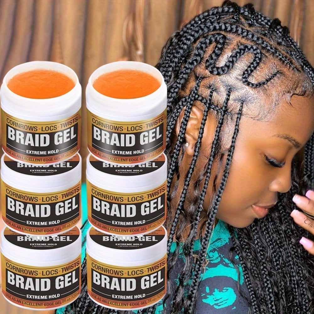 Extreme Hold Braid Gel & Edge Control Hair Wax Pomade — Anti-Frizz, Moisturizing, Long-Lasting for Braids, Locs, Twists & Sleek Styles, Natural Hair, Men & Women — 4/5/6 Pack - product image