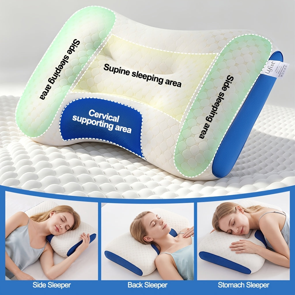 2pcs Ergonomic Low-Profile Bed Pillows, Contoured Design Fits Neck Curve, Suitable for Side and Back Sleepers, Breathable All-Season Bedding Pillows, Ideal - product image 10