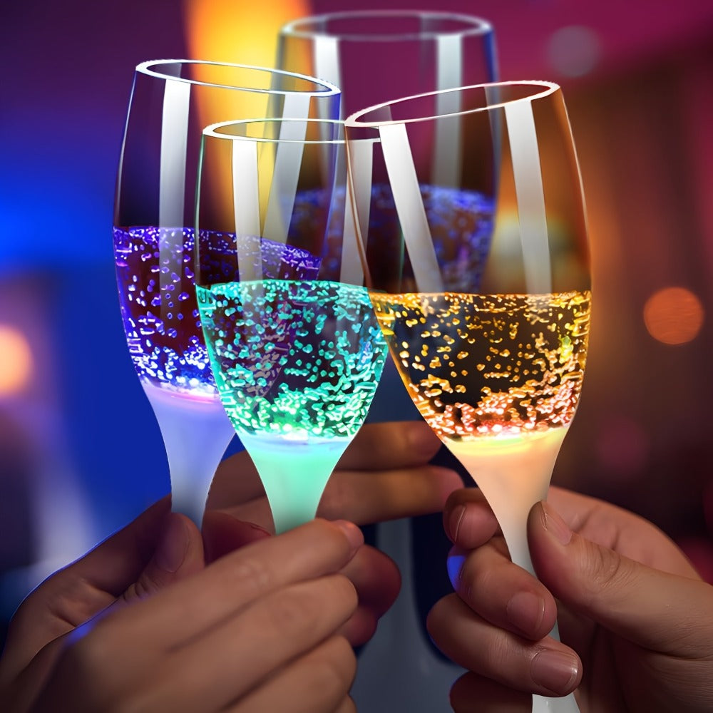 LED Light Up Champagne Flutes Set of 6 – Glow in the Dark Colored Plastic Wine Glasses for Birthday Halloween Christmas Wedding Party Favors Adults - product image 6