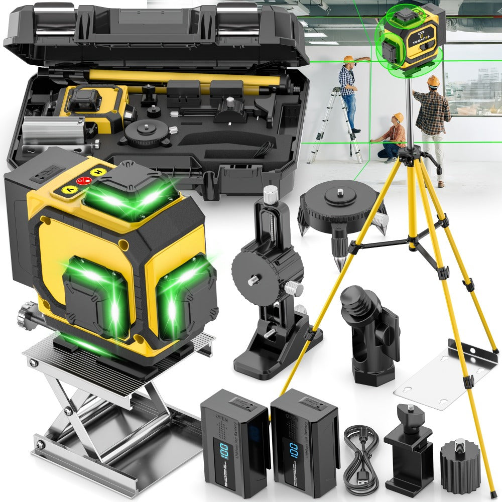 16-Line 4D Laser Level 360° Self-Leveling Cross Line Laser with Rechargeable Battery – Professional Rotary Laser for Construction, Tiling, Framing & Interior Alignment - product image