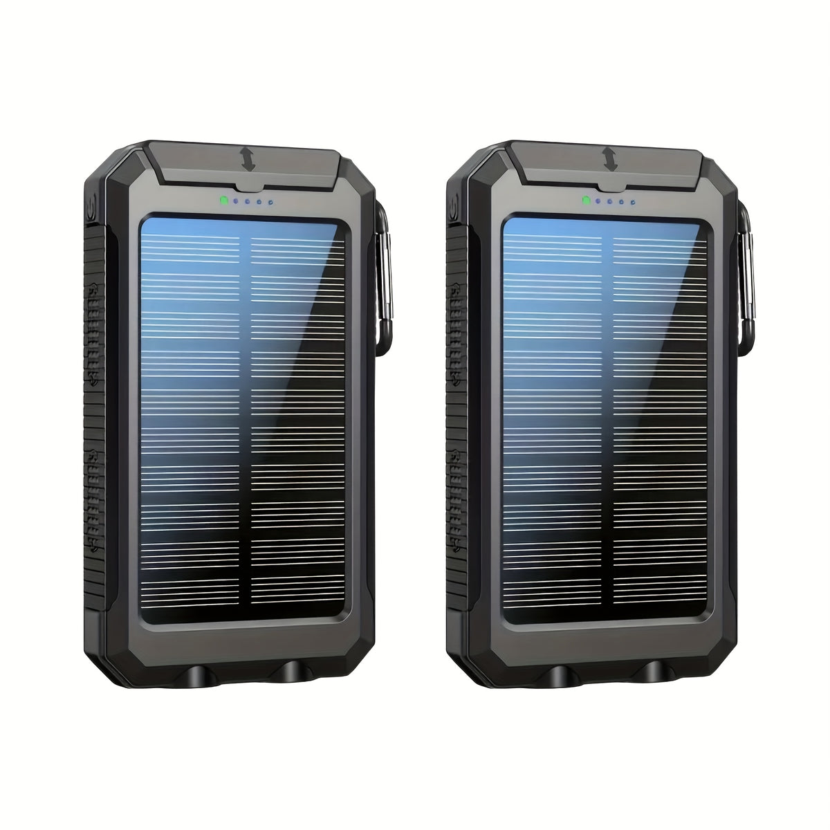 2pcs Solar Charger 20000Mah, 40000Mah, Portable Dual USB Output Solar Charging Panel, Fast Charging External Battery Pack, Built-In LED Flashlight Emergency Model for Hiking. (Pack of 2)