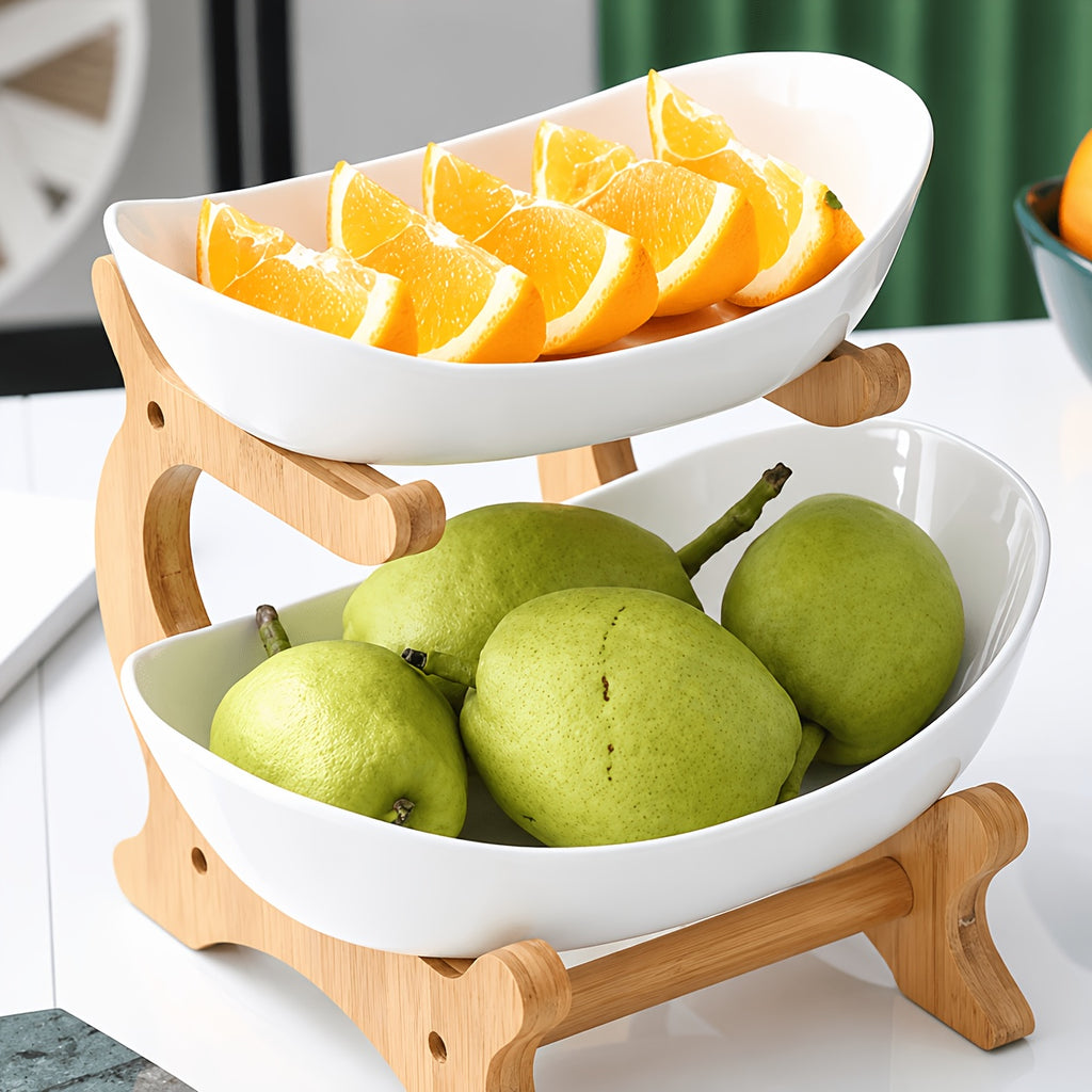 A Creative Two-Layer/Three-Layer Kitchen Fruit Basket, Large-Capacity Layered Fruit Basket, European-Style Dried Fruit Plate, Bamboo and Wood Frame, Household - product image 22