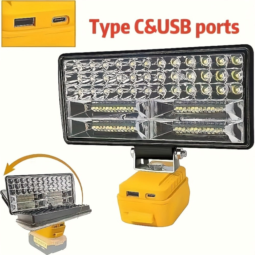 LED Work Light Compatible with DeWalt 20V Battery - 18W/84W Adjustable Floodlight, 4/8 Inch Portable Jobsite Light with USB & Type-C Ports, Angle Adjustable for Camping Automotive  - product image 11