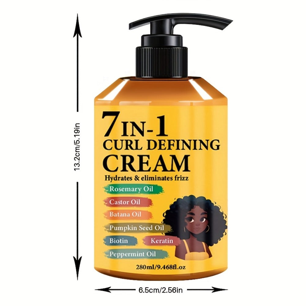 Curl Defining Cream 7-in-1 Frizz Control 2pcs Set 9.468fl oz — Long-Lasting Hold Moisturizing Non-Greasy Hair Styling Cream for Wavy Curly Normal Hair Bouncy Defined Curls Unisex A - product image 4