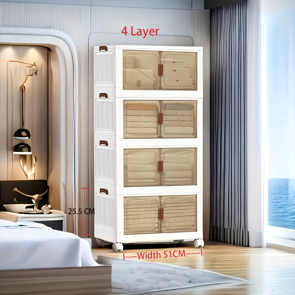 Foldable Storage Cabinet with Door – Multi-Layer Stackable Storage Box for Shoes, Clothes & Books | Large Closet Organizer for Bedroom, Bathroom, Kitchen, Office & Wardrobe - product image 20