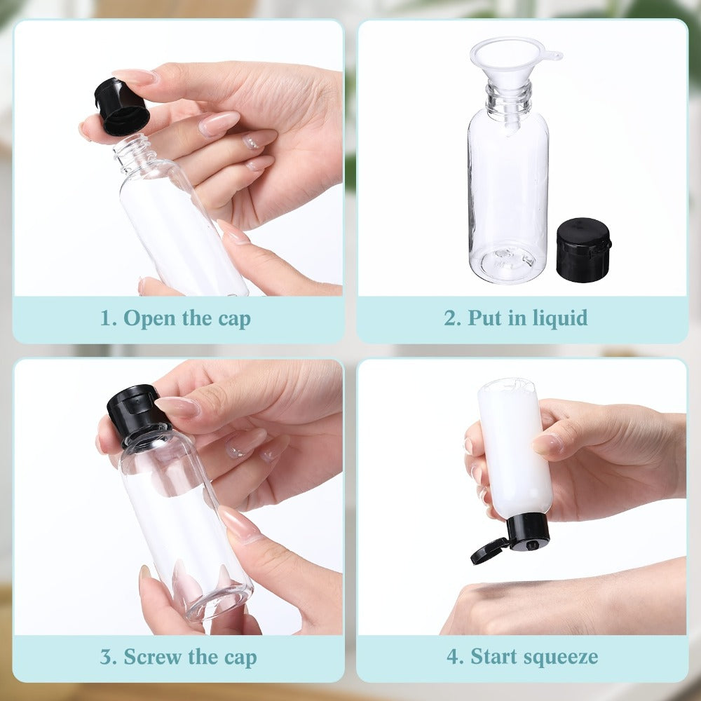 Squeeze Bottles 2oz Flip Cap 100 Pack Clear Plastic Refillable Travel Dispenser Containers BPA Free for Shampoo Lotion Conditioner Liquid Soap Toner Skincare Salon Bulk Bottles - product image 5