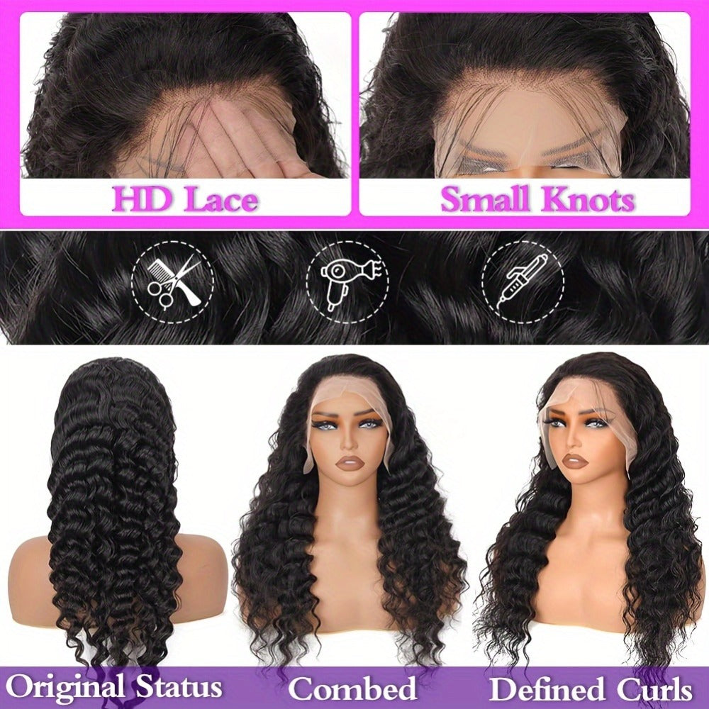 Glueless Bob Wig Human Hair 13x4 Pre Cut Lace 200% Density Wear and Go Deep Wave Body Wave Pre Plucked Bye Bye Knots Lace Front Wig for Black Women 8-40 Inch - product image 5