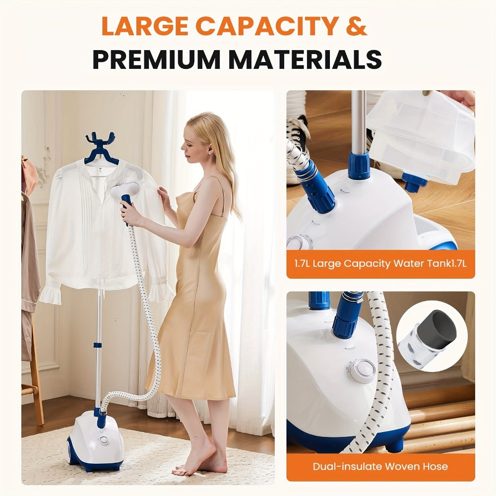 Garment Steamer Hanging Iron Machine 1500W, Vertical Steam Iron with 1.8L Large Water Tank, 60 Min Continuous Steam, 45s Fast Heat-Up, Roll Wheels, Adjustable Handheld Steamer for  - product image 15