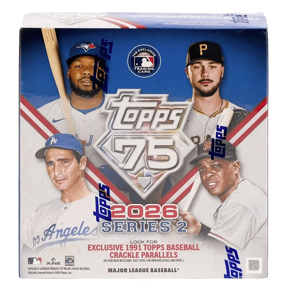 Factory Sealed 196 Cards Topps 75th Anniversary, Look for Autos Relics Parallels & Rookie Cards, Best Collector Gift for Baseball Fans Kids Adults – 2026 Topps Series 2 Baseball Mega Box