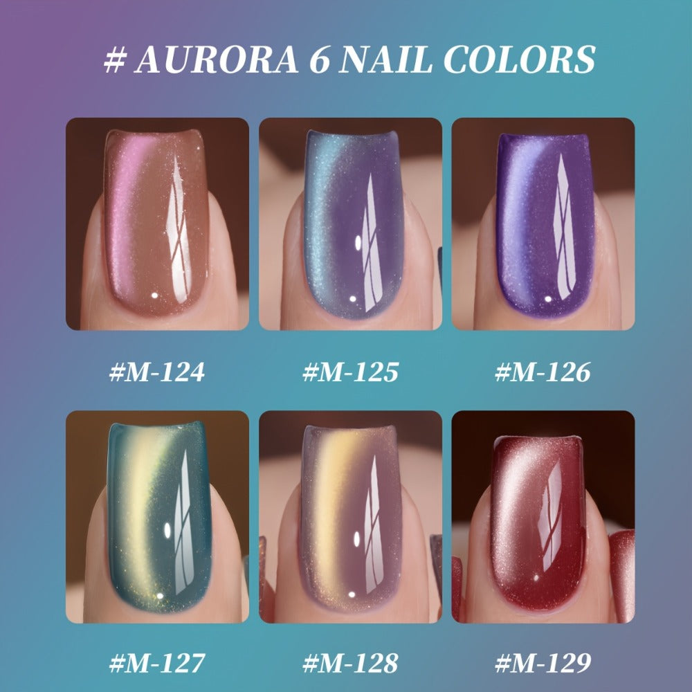 Magnetic Cat Eye Gel Nail Polish Set 6 Colors Aurora Dopamine Bubble Summer - Color Shifting Shiny Luster Soak-Off UV LED Salon Quality Nail Art Kit for Women Spring Summer Trendin - product image 4