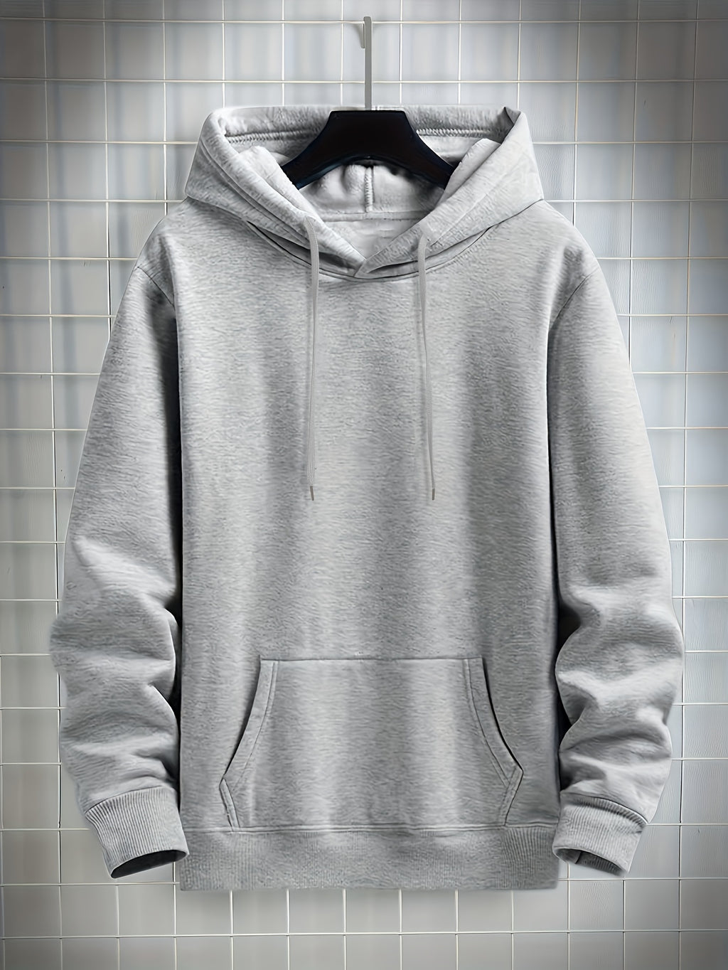 4 Simple Solid Color Hoodies with Kangaroo Pockets, Casual Hoodie for Men - product image 15