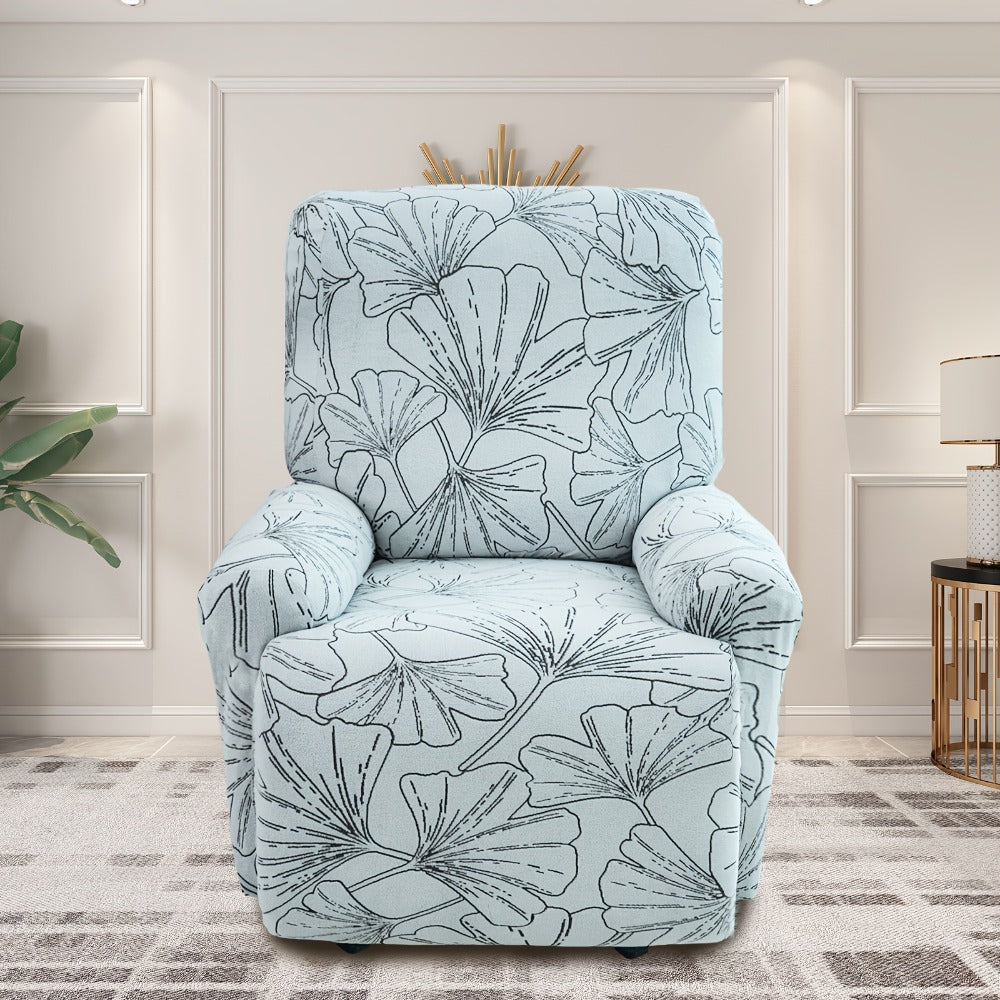 Recliner Slipcover 4pcs Extra Large with Pocket - Spandex Stretch Four Seasons Furniture Protector | Botanical Geometric Prints | Living Room Home Decor Sofa Chair Cover - product image 15