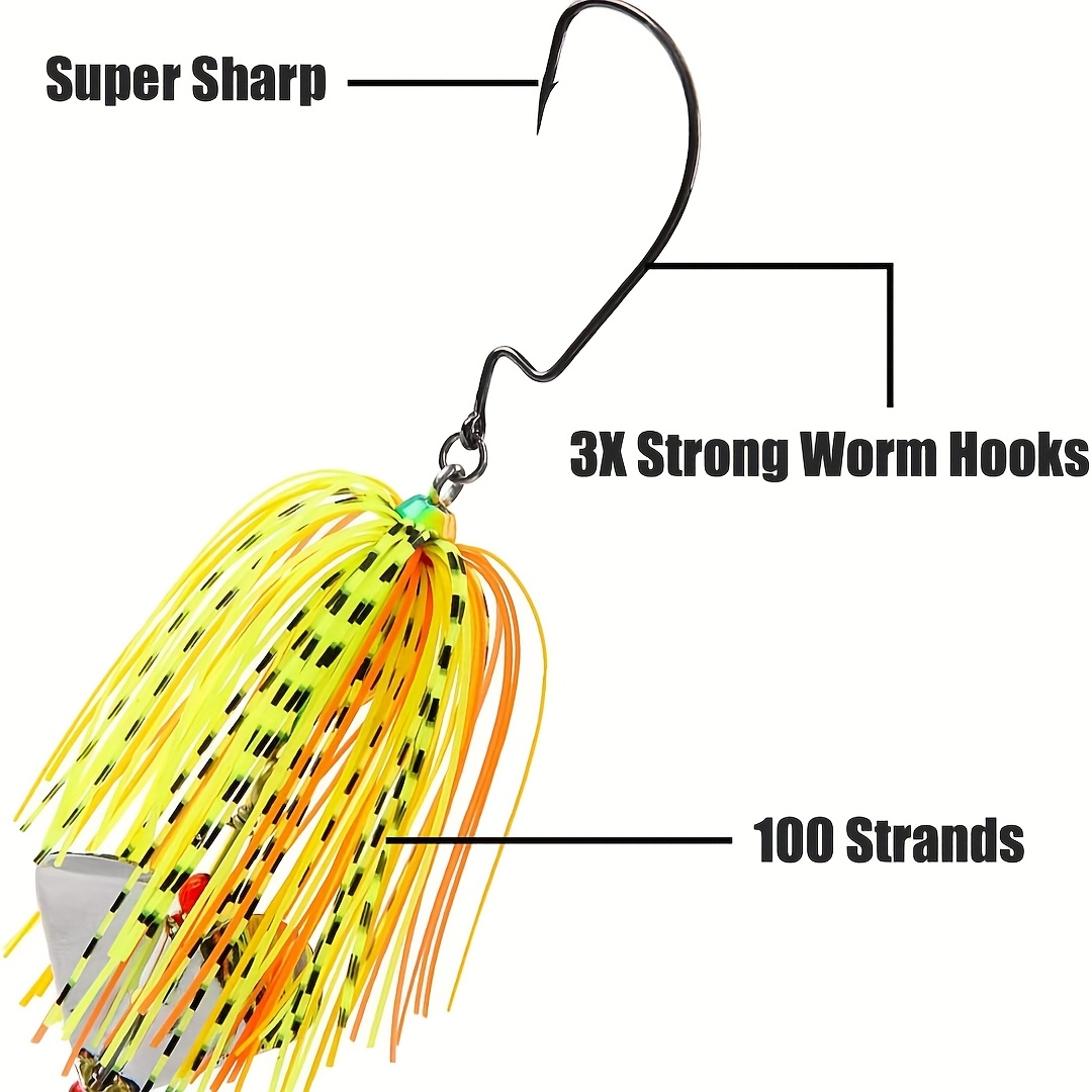 Spinnerbait Buzzbait Fishing Lures 6pcs 3/4oz Multicolor Bass Lure Set with 3D Eyes Rotating Blade Steel Wire Frame for Freshwater Saltwater Bass Trout Salmon - product image 6