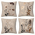 Throw Pillow Covers 18x18 Set of 4 - Floral Botanical Square Cushion Cases Beige Brown Gray | Zipper Closure Machine Washable Decorative Pillows for Living Room Bedroom Sofa Couch  - product image 8