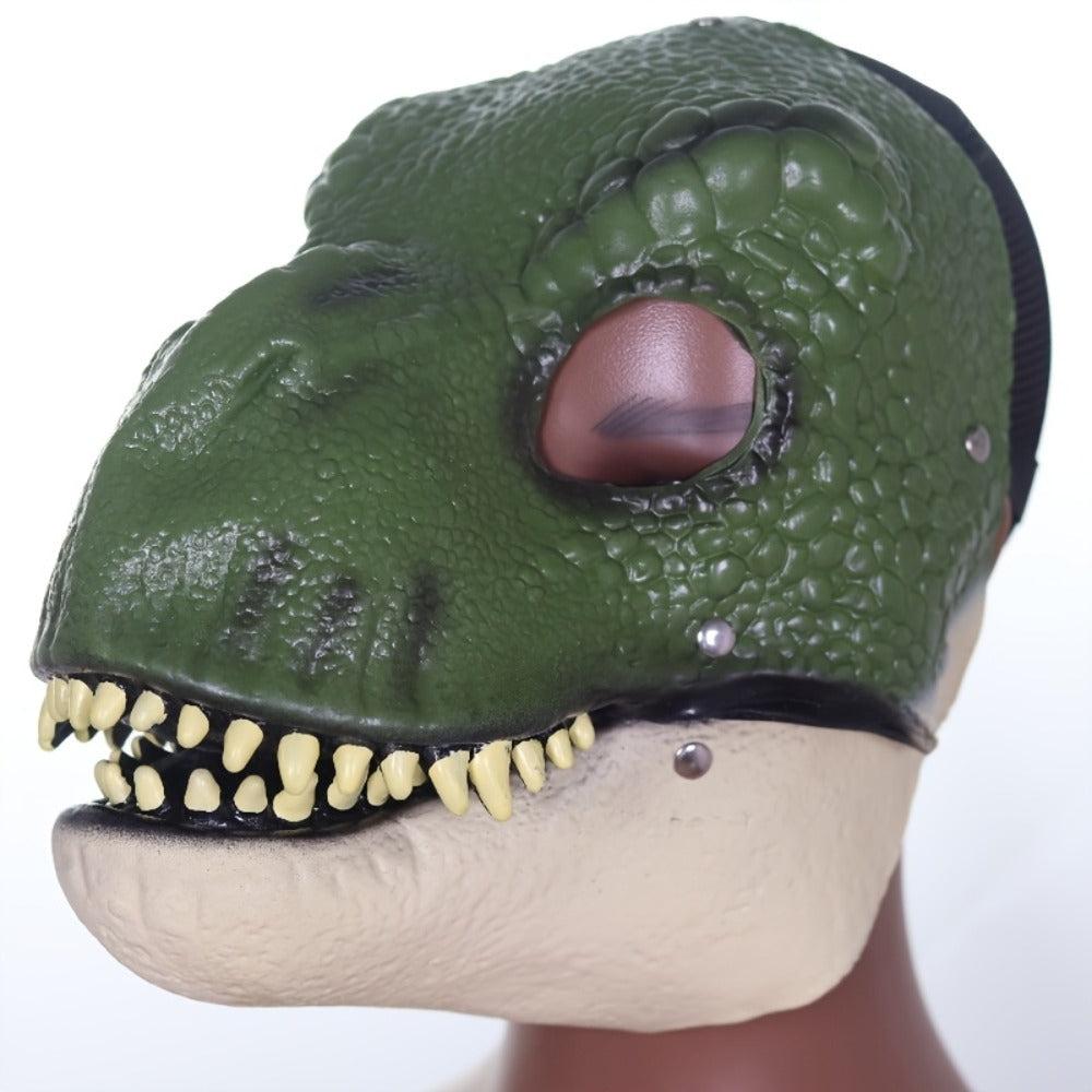 Breathable Natural Rubber Halloween Costume Prop for Cosplay, Role Play, Pranks & Parties, Orange Gray Green, Gift for Adults & Teens | Realistic Dinosaur Latex Full Head Mask with Openable Mouth