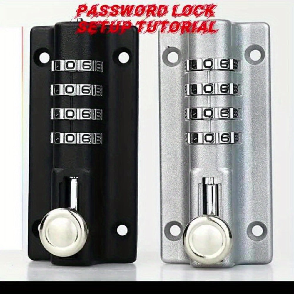Combination Bolt Lock 4-Digit Heavy Duty Zinc Alloy Sliding Security Lock – Keyless Door Bolt with Screwdriver Set for Shed Gate Fence & Outdoor Doors, Black - product image 11