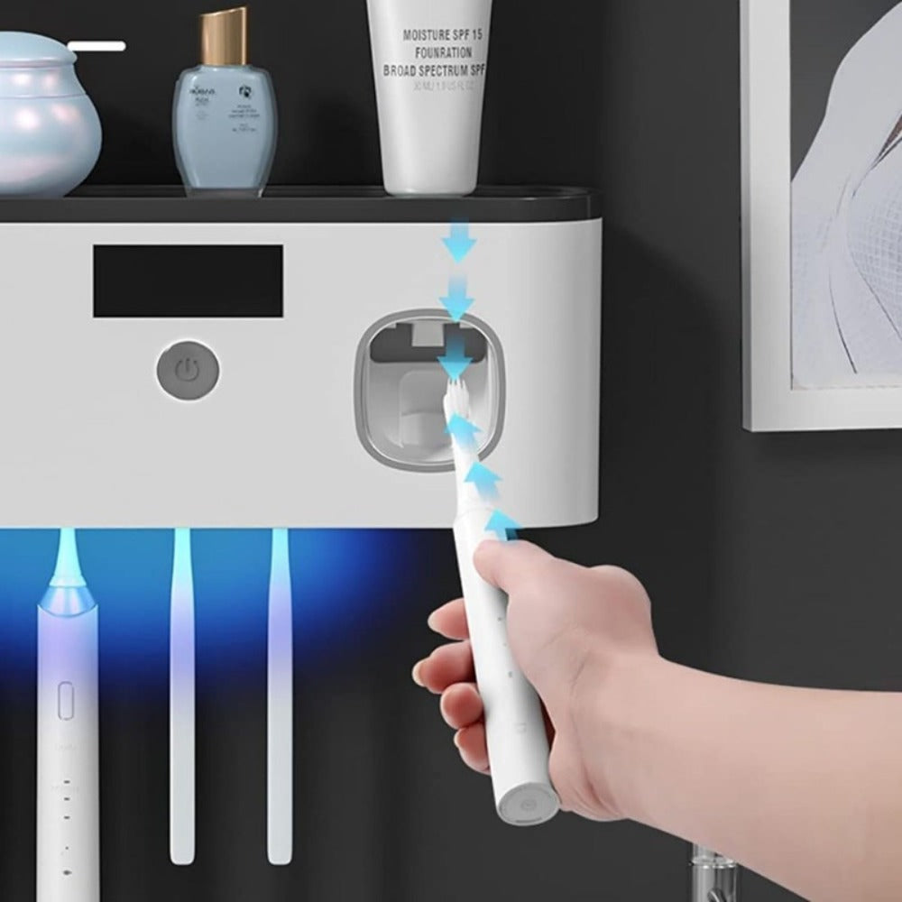 Toothbrush Holder Wall Mount with Toothpaste Dispenser Solar Rechargeable Cordless Space Saving Bathroom Organizer Toothbrush Storage for Bathroom Counter Vanity - product image 6