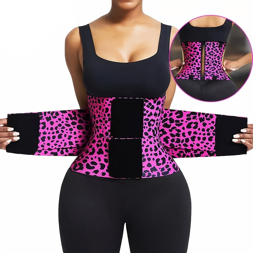 Leopard Print High Compression Back Support Waist Trainer Belt Gym Waist Cincher Trimmer Belt Tummy Control Body Shaper with Triple Wrap - product image