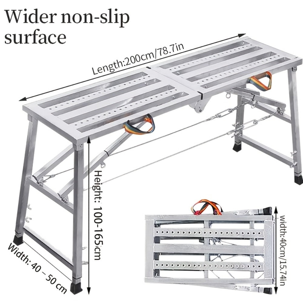 Folding Scaffold Step Stool Adjustable Height 39-79" Portable Steel Work Platform 1300 lb Capacity for Home Renovation Painting Car Washing RV Cleaning - product image 10