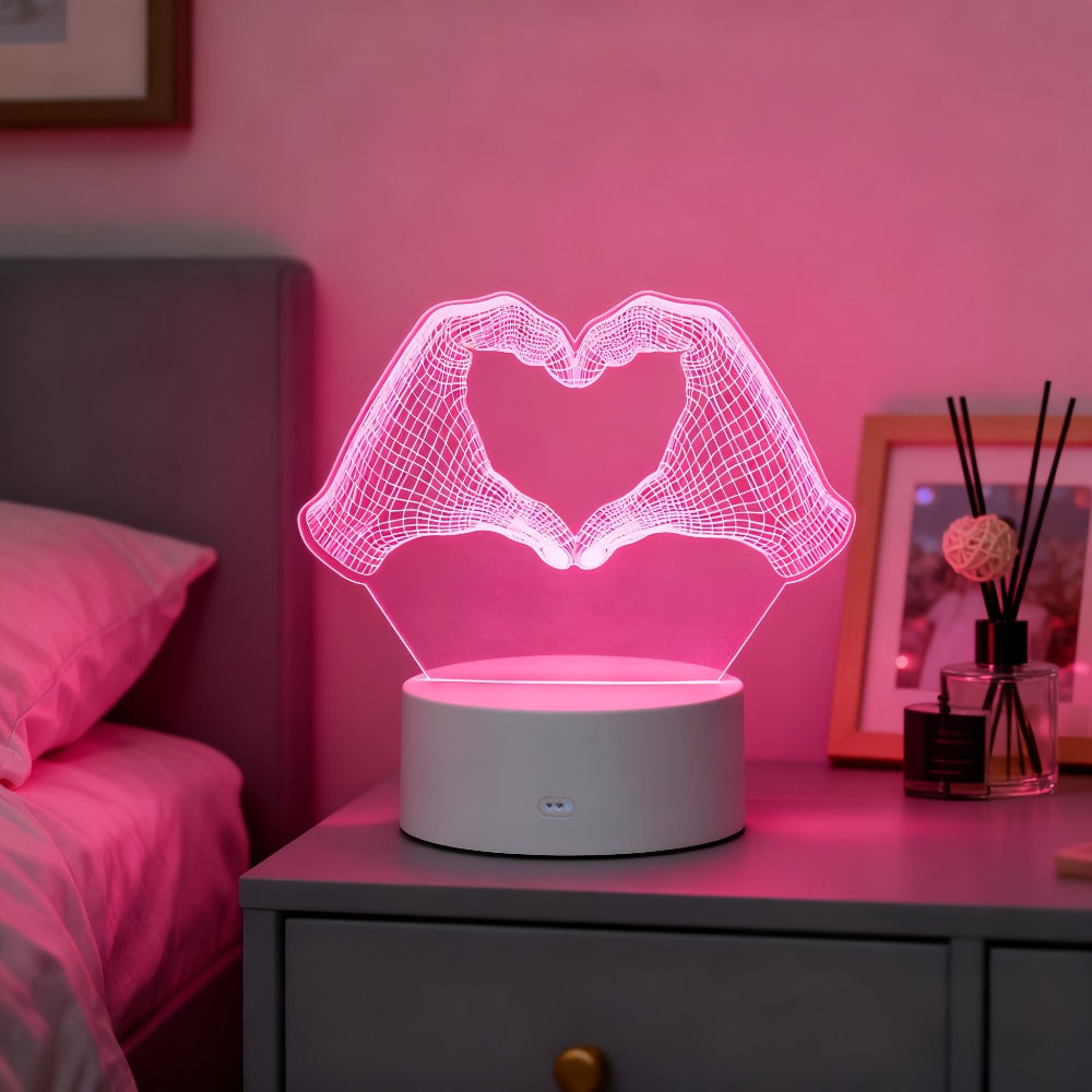 3D Heart Hands LED Night Light 16 Color Changing Optical Illusion Lamp Touch Remote Control Dimmable Bedside Table Lamp for Bedroom Valentine Gift Birthday Housewarming - product image 3