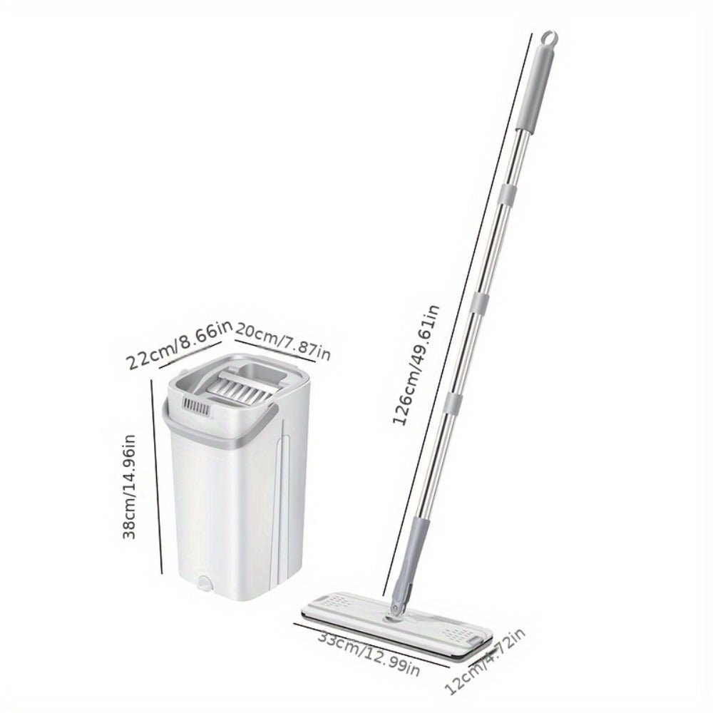 Flat Mop with Bucket Set, Hands-Free Wringing Floor Mop, 6 Replacement Microfiber Cloths, Wet & Dry Dual-Use, Durable Plastic Frame, for Hardwood Tile Laminate Bedroom Kitchen Livi - product image 4