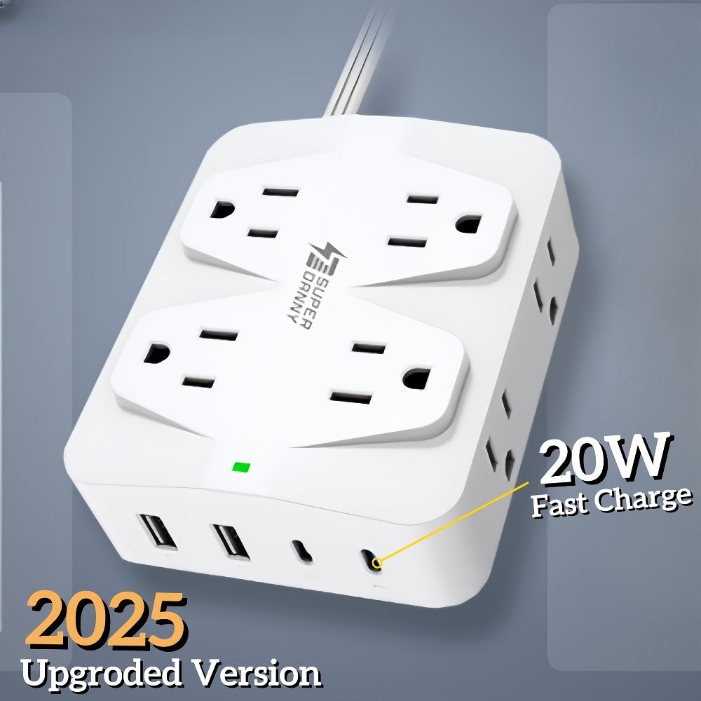 Power Strip Surge Protector 28-in-1 with 22 Widely Spaced Outlets 5 USB-A 2 USB-C Ports 2100 Joules Flat Plug Wall Mountable 6.48FT 14AWG Heavy Duty Extension Cord for Home Office - product image 8