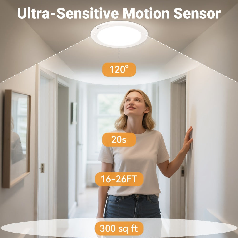 Rechargeable LED Ceiling Light with Motion Sensor – Remote Control Dimmable, 3 Color Temps 3000K/4500K/6500K, 10 Brightness Levels, Battery Operated Closet Light for Bathroom Hallw - product image 9