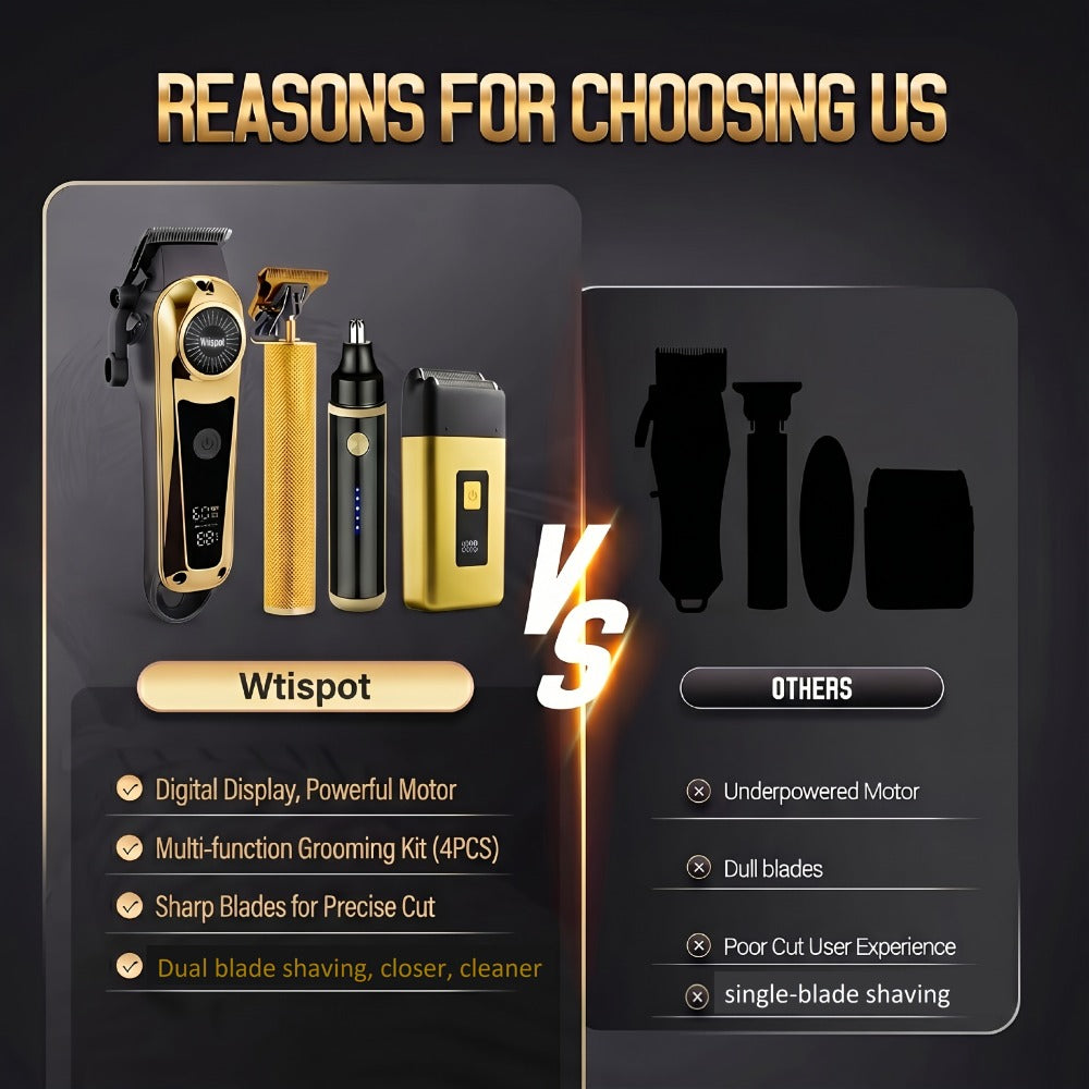 3-in-1 Grooming Kit for Men — Electric Hair Clipper, Nose Hair Trimmer & Shaver Set, USB Rechargeable Lithium Battery Cordless, 2 3 4-Piece Options, Black & Golden, Gift for Husban - product image 6