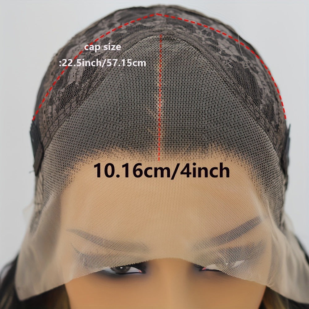Curly Synthetic Lace Front Wig 13x4 Deep Part Loose Wavy Heat Resistant Glueless Pre Plucked 24 & 32 Inch Natural Black Highlight for Women Halloween Party Daily Wear - product image 6